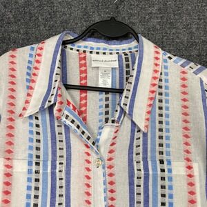 Alfred Dunner Amalfi Coast XL Button Down Shirt‎ Striped 3/4 Sleeve Top